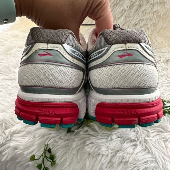 BROOKS Women’s Ghost 8 Gray Merallic Silver Pink Running Shoes sz 8.5 Wide - Picture 6 of 10